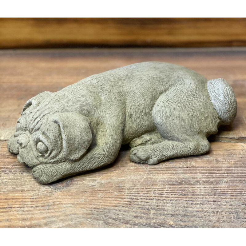 Marlow Home Co. Leyton Stone Garden Small Laying Pug Ornament Statue